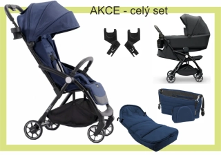 Sportovní ultra lehký samoskládací kočárek Leclerc Magicfold Plus Blue + celá sada včetně hluboké korby AKCE - výprodej