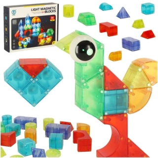 Stavebnice - Svítící magnetické bloky, 32 kusů