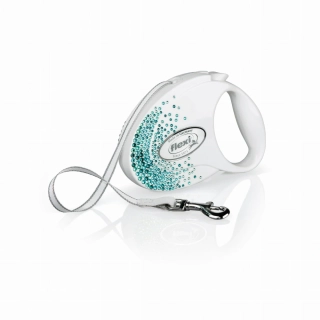 Luxusní samonavíjecí vodítko Flexi Splash Ocean Blue M 5m – Swarovski edice
